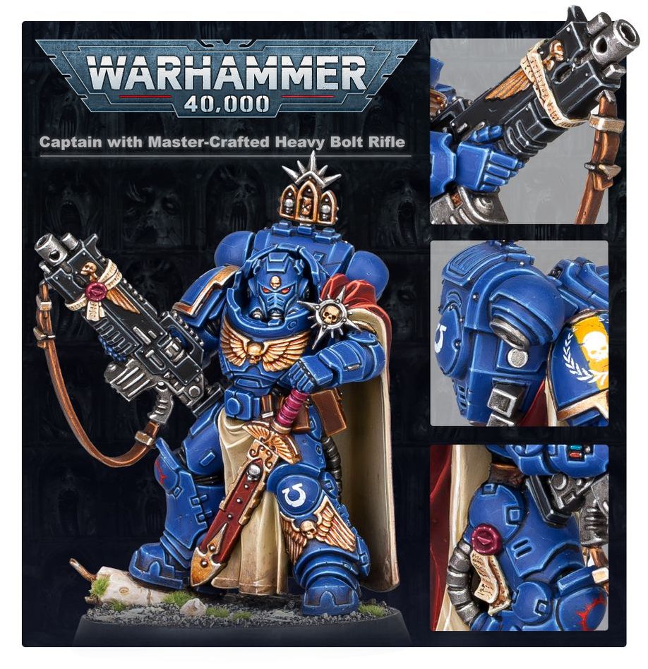 Warhammer 40,000 Space Marines Captain in Gravis Armour with Master-crafted Heavy Bolt Rifle