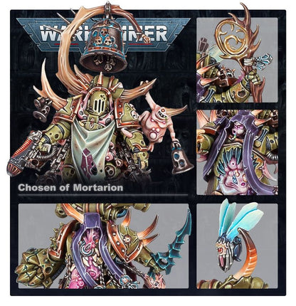 Warhammer 40,000 Death Guard Malignant Plaguecaster, Noxious Blightbringer, and Plague Marine Champion