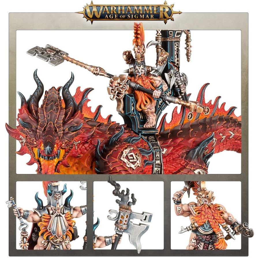 Warhammer Age of Sigmar Fyreslayers Auric Runefather on Magmadroth