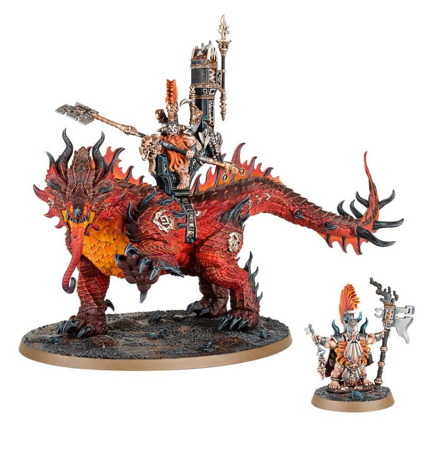 Warhammer Age of Sigmar Fyreslayers Auric Runefather on Magmadroth