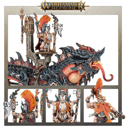 Warhammer Age of Sigmar Fyreslayers Auric Runefather on Magmadroth