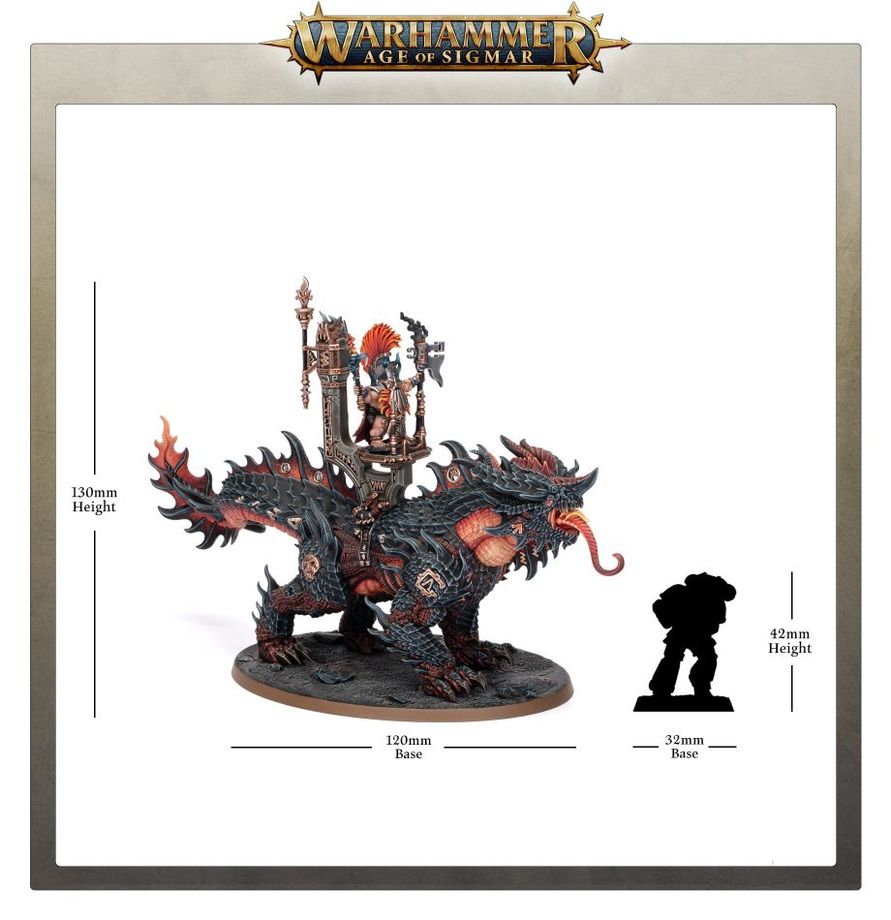 Warhammer Age of Sigmar Fyreslayers Auric Runefather on Magmadroth