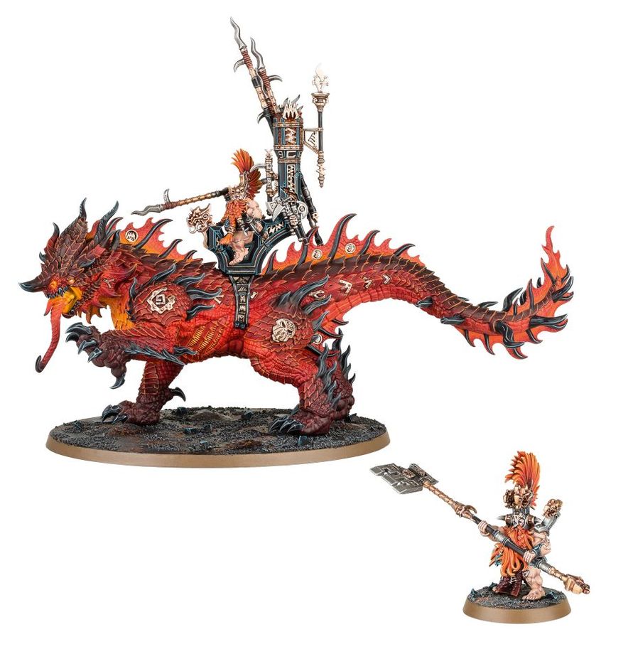 Warhammer Age of Sigmar Fyreslayers Auric Runefather on Magmadroth