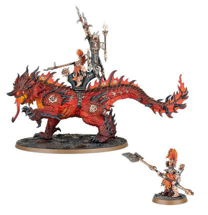Warhammer Age of Sigmar Fyreslayers Auric Runefather on Magmadroth