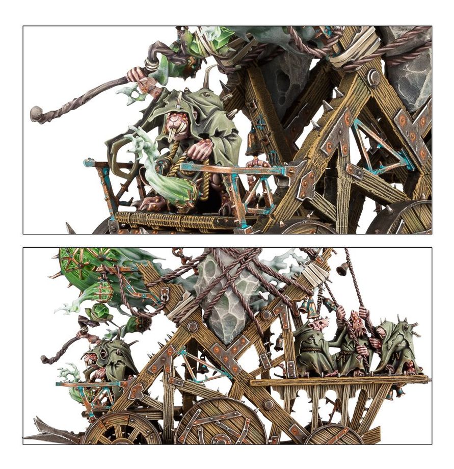 Warhammer Age of Sigmar Skaven Plague Priest on Plague Furnace/Grey Seer on Screaming Bell