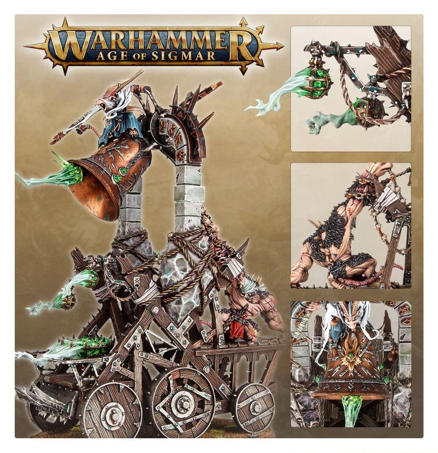 Warhammer Age of Sigmar Skaven Plague Priest on Plague Furnace/Grey Seer on Screaming Bell