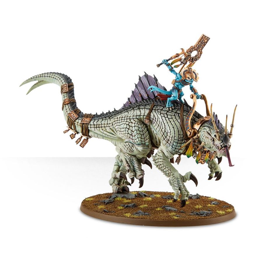 Warhammer Age of Sigmar Seraphon Saurus Oldblood on Carnosaur/Saurus Scar-Veteran on Carnosaur/Skink Oracle on Troglodon