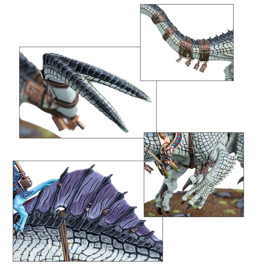 Warhammer Age of Sigmar Seraphon Saurus Oldblood on Carnosaur/Saurus Scar-Veteran on Carnosaur/Skink Oracle on Troglodon