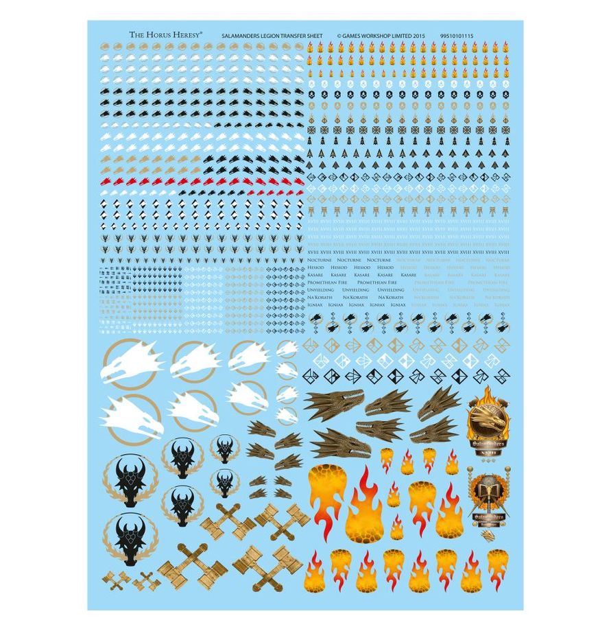 Warhammer The Horus Heresy - Salamanders Legion Transfer Sheet