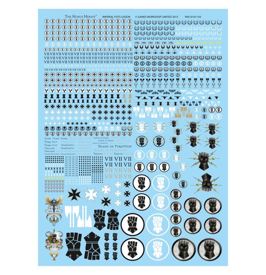 Warhammer The Horus Heresy - Imperial Fists Legion Transfer Sheet