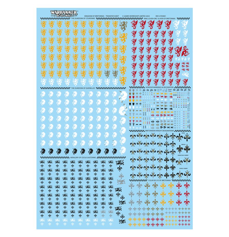 Warhammer: The Old World - Kingdom of Bretonnia Transfer Sheet